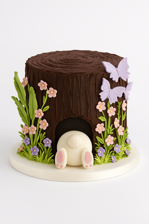 Woodland Bunny Hideout Cake