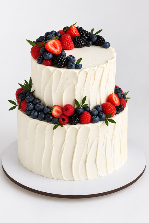 Berry Cascade Two-Tier Wedding Cake
