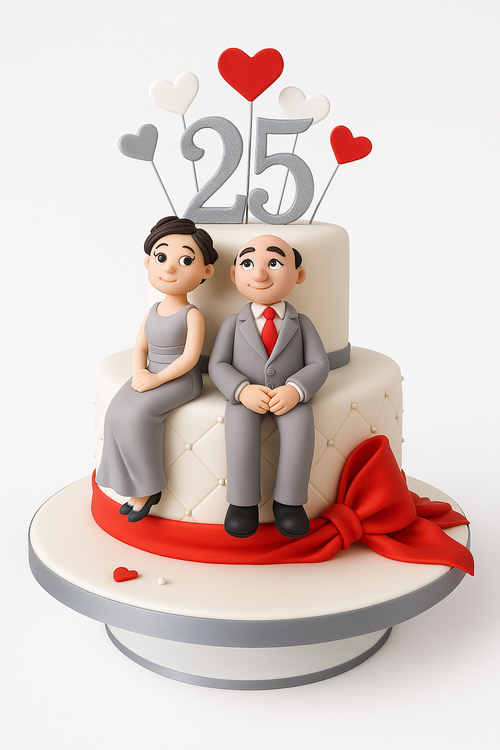 Silver Soirée Anniversary Cake