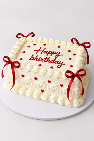 Red Bow Vintage Sheet Cake