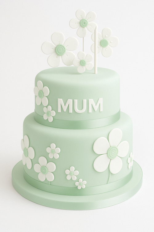 Mint Green Floral Mum Cake