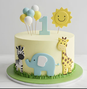 Little Safari First Birthday Cake