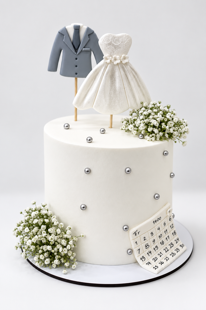 Bride & Groom Attire Wedding Cake