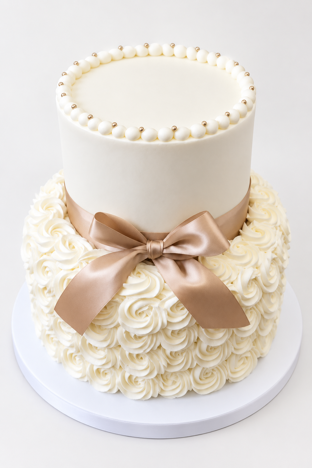 Champagne Bow Rosette Tiered Cake