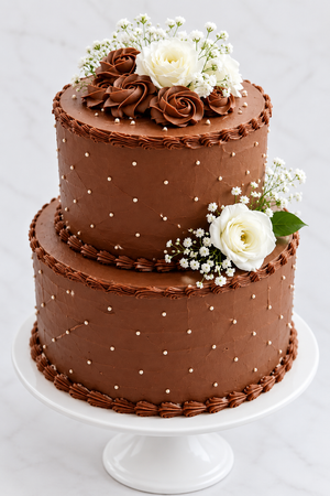 Chocolate Rose Two-Tier Celebration Cake