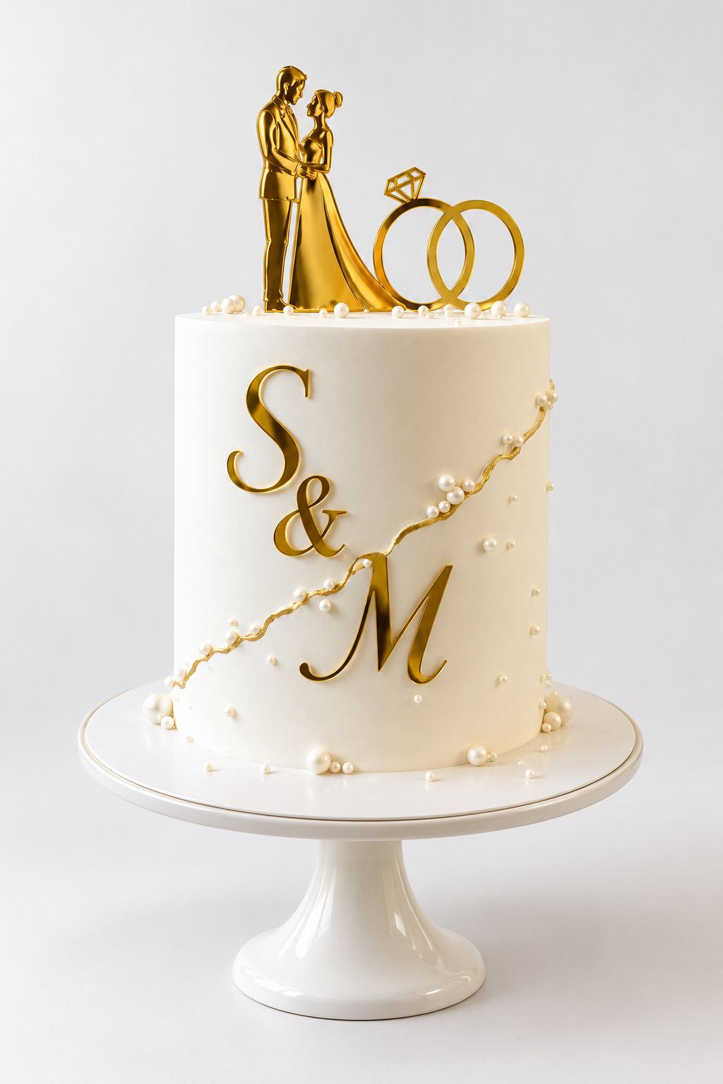 Golden Couple Monogram Wedding Cake