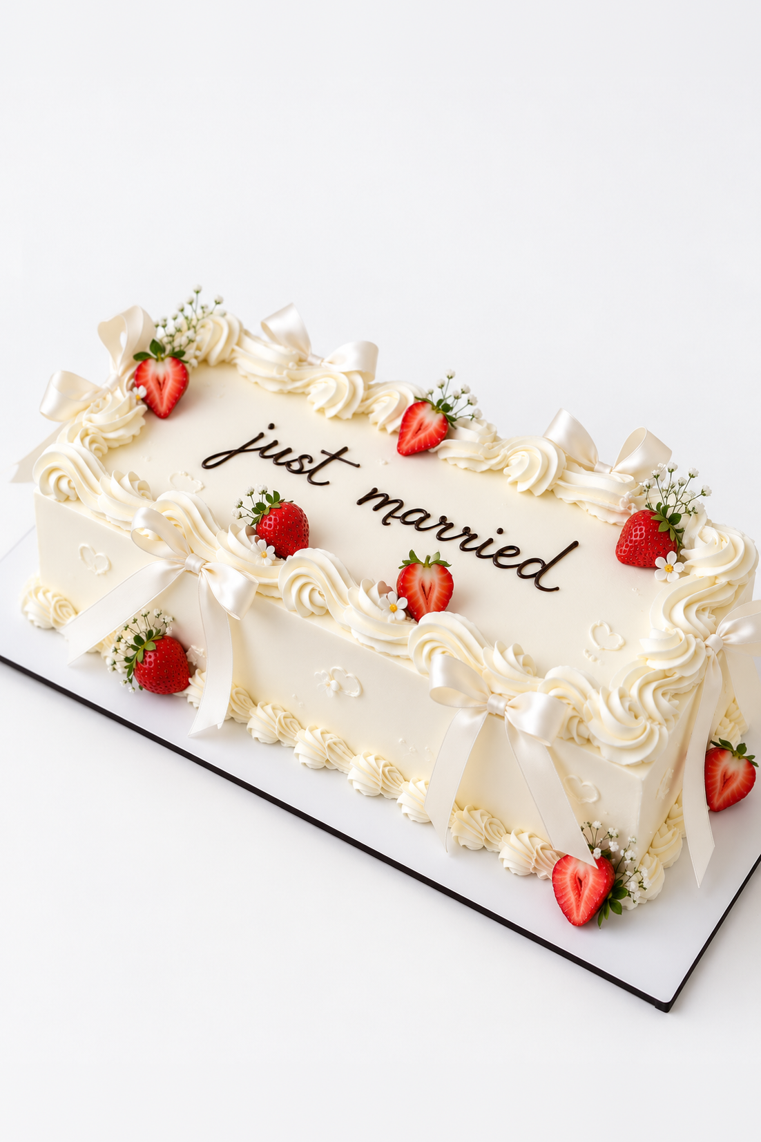 Just Married Strawberry Cream Cake