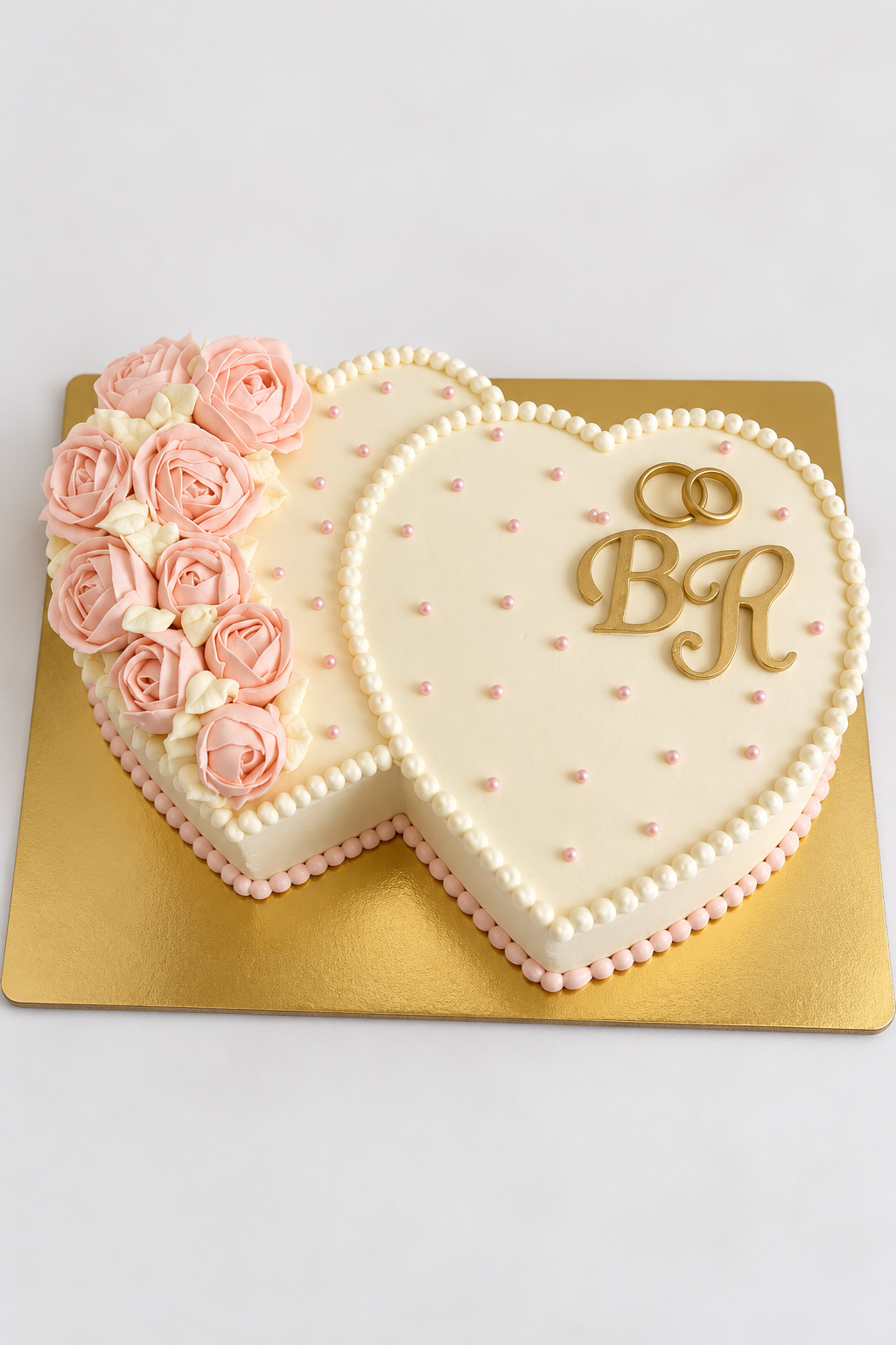 Rosette Double Heart Monogram Cake